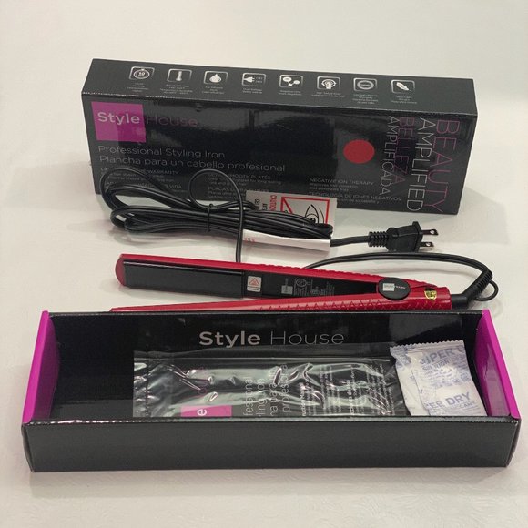Style House 1.25” Professional Hair Styling Iron (Red) Negative Ion Therapy 1.25 main image 2